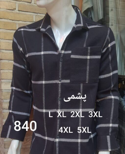 پیراهن تولیدی مردانه پشمی پنبه گرم بالا کد 840