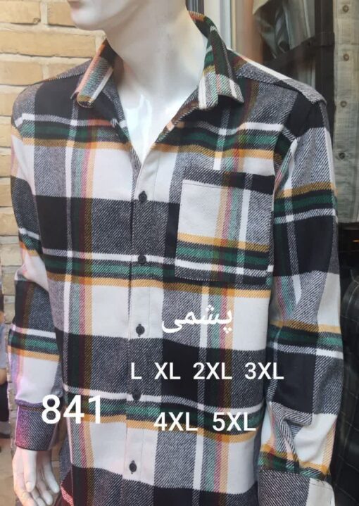 پیراهن تولیدی مردانه پشمی پنبه گرم بالا کد 841