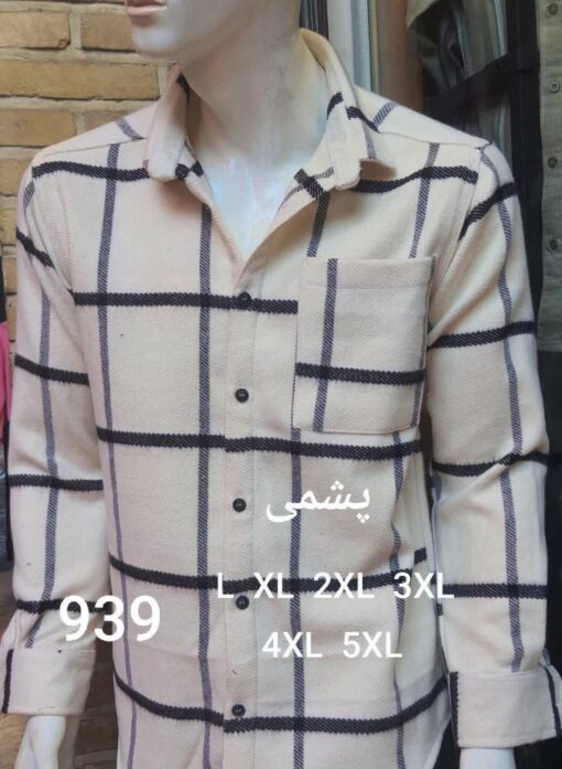 پیراهن تولیدی مردانه پشمی پنبه گرم بالا کد 939