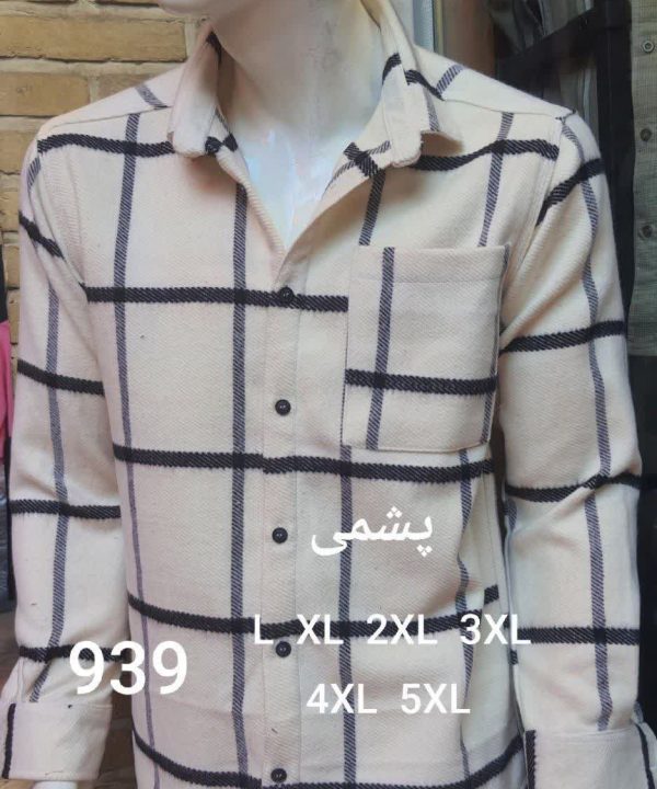 پیراهن تولیدی مردانه پشمی پنبه گرم بالا کد 939