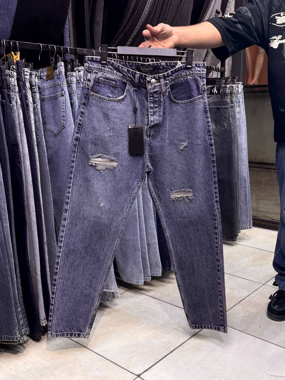 شلوار جین مام فیت پارچه کویر