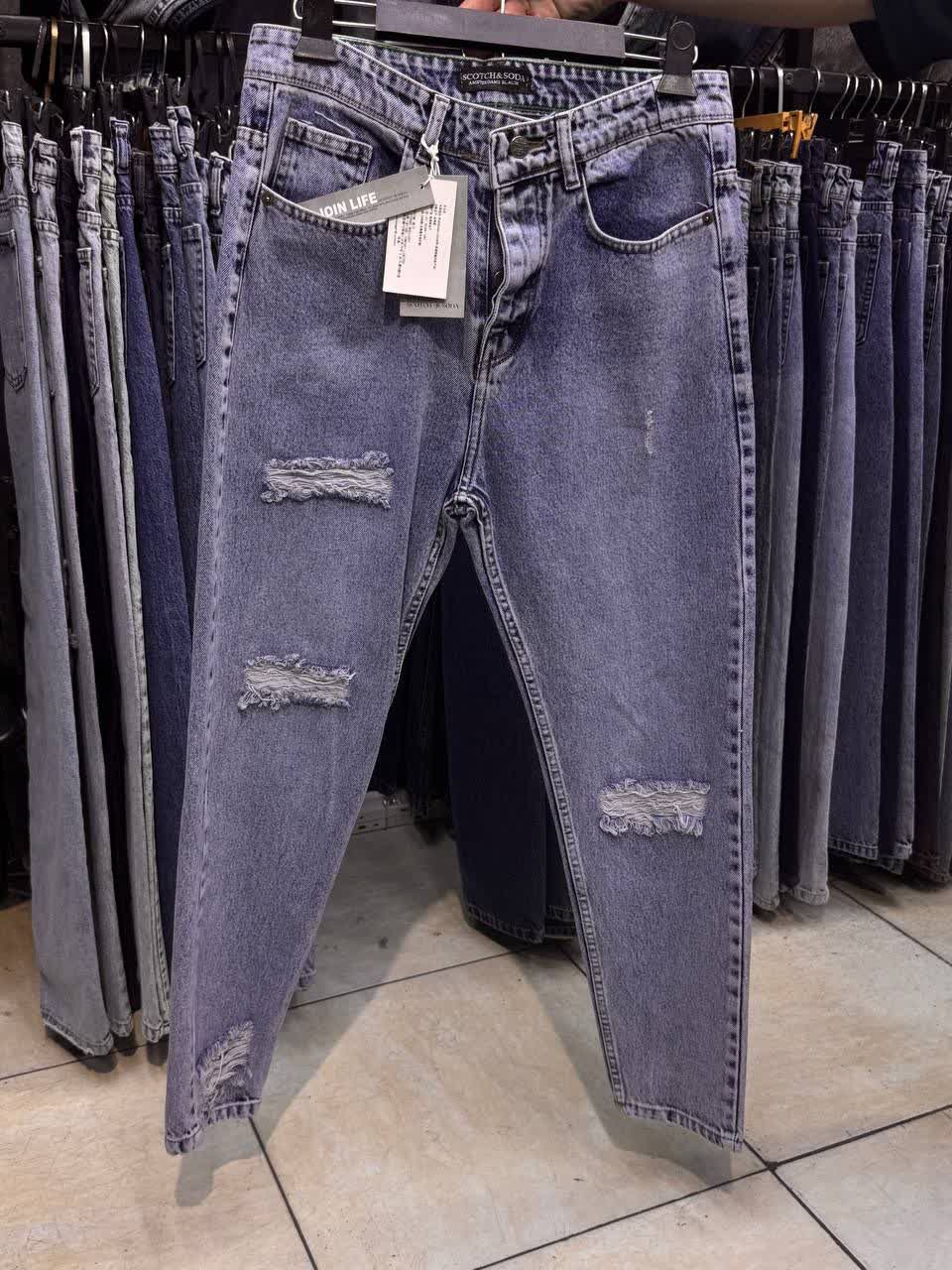 شلوار جین مام فیت پارچه کویر