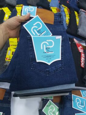 شلوار جین راسته پارچه پر شست